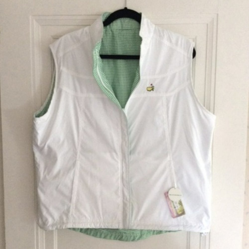 NWT Magnolia Lane Masters Tech Full Zip Reversible White Vest Green XL Womens